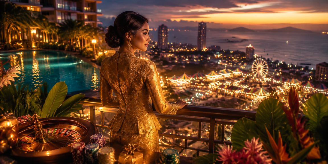 Pemain Malaysia berpakaian kebaya menikmati roulette dalam talian